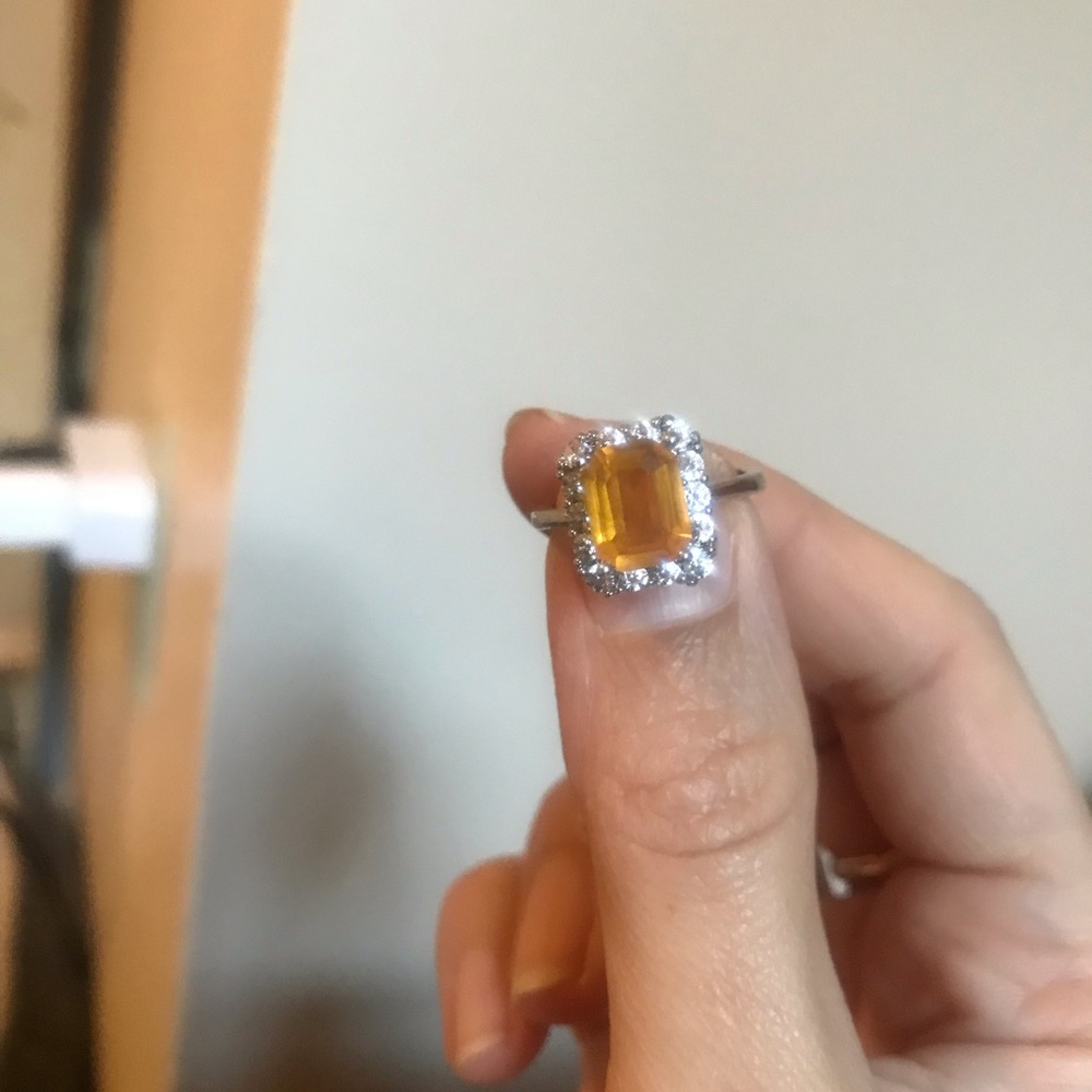 Sterling silver citrine ring beautiful rectangle design